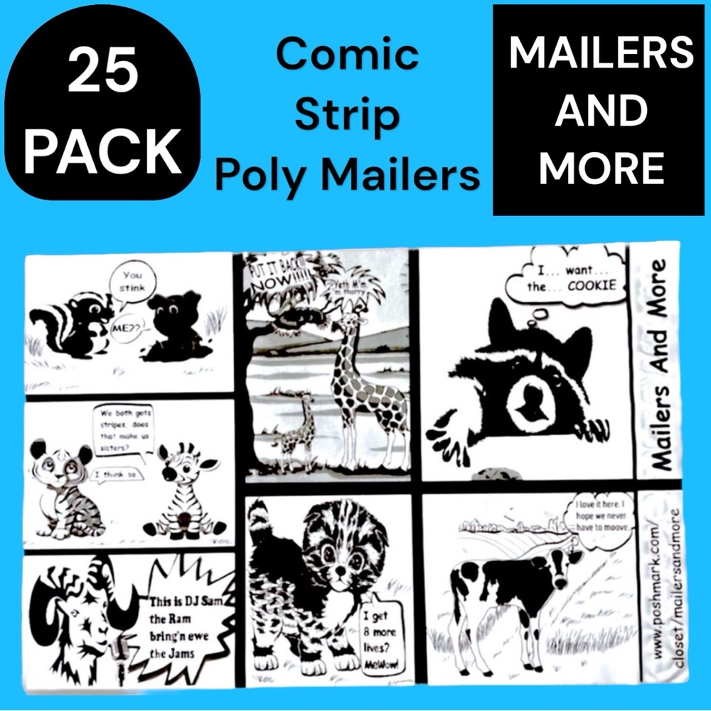 25 10X13 Comic Strip Poly Mailers, Shipping Envelopes PRICE IS FIRM - Picture 3 of 8